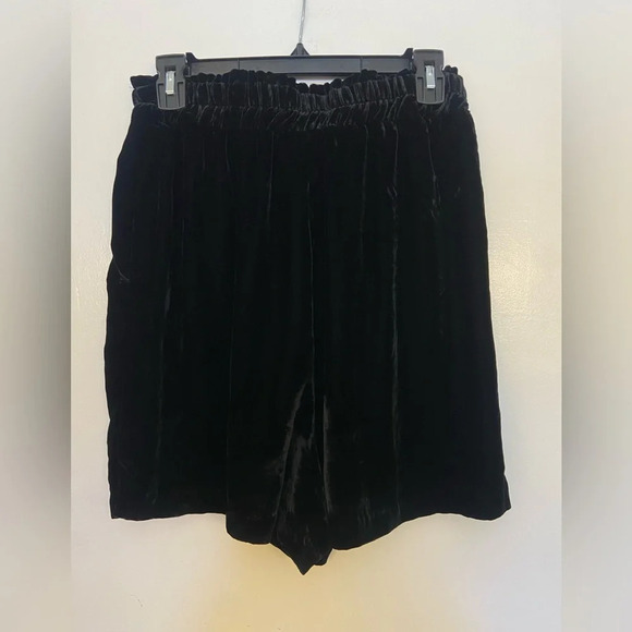GANNI Silk Velvet Shorts Black Size Small - Picture 1 of 6